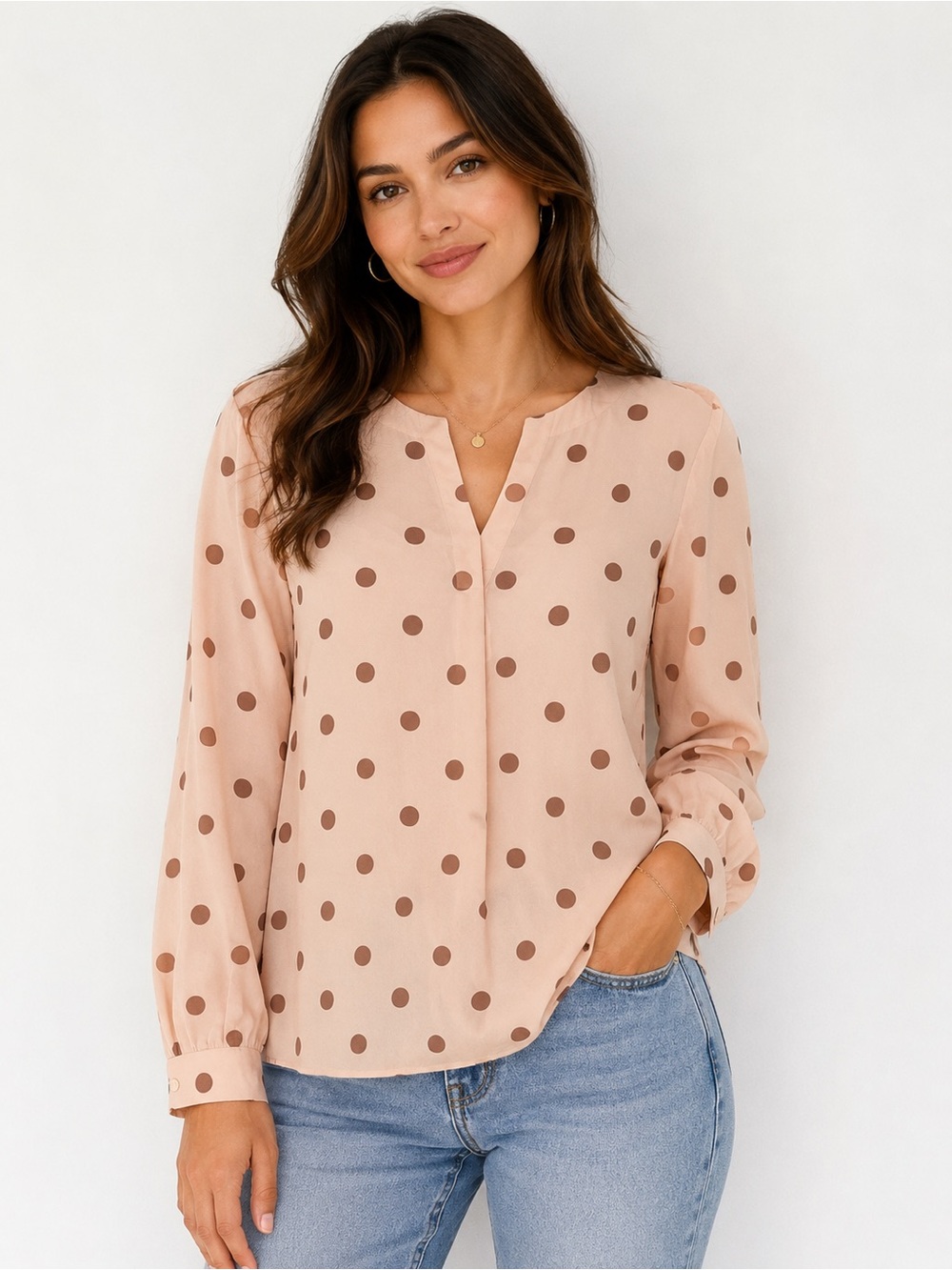 VERSONA Polka Dot Wrap Blouse Women’s Size Small